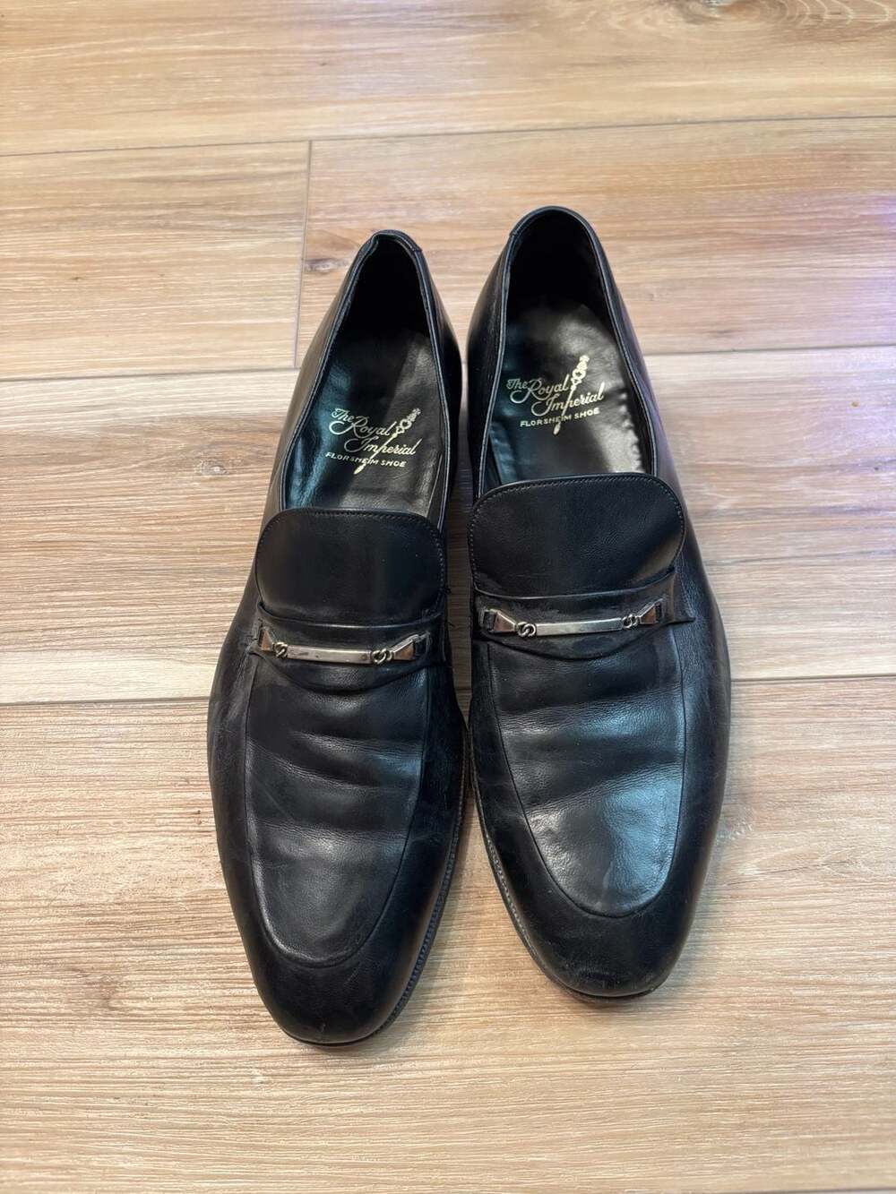 The Royal Imperial Florsheim Shoe Men's Black Leather Horsebit Loafers